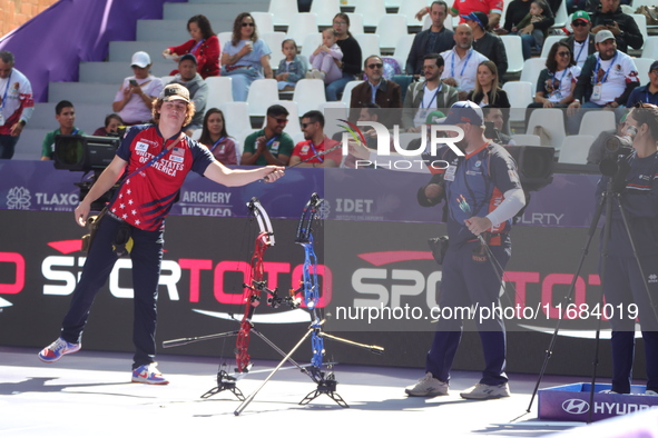 Sawyer Sullivan of the United States and Mike Schloesser of the Netherlands compete during the quarterfinals match on the second day of the...