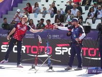 Sawyer Sullivan of the United States and Mike Schloesser of the Netherlands compete during the quarterfinals match on the second day of the...