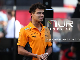 Lando Norris arrives at Circuit of the Americas in Austin, Texas, on October 19, 2024, during the Formula 1 Pirelli United States Grand Prix...