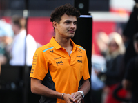 Lando Norris arrives at Circuit of the Americas in Austin, Texas, on October 19, 2024, during the Formula 1 Pirelli United States Grand Prix...