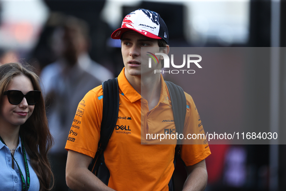 Oscar Piastri arrives at Circuit of the Americas in Austin, Texas, on October 19, 2024, during the Formula 1 Pirelli United States Grand Pri...