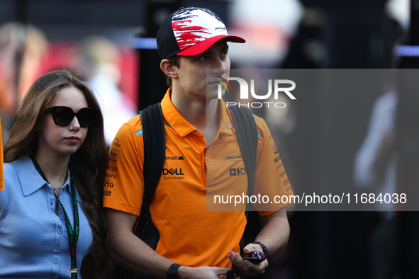 Oscar Piastri arrives at Circuit of the Americas in Austin, Texas, on October 19, 2024, during the Formula 1 Pirelli United States Grand Pri...