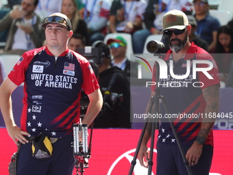 James Lutz of the United States competes against Nico Weiner of Austria (not in picture) during the quarterfinals match on the second day of...