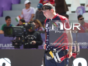 James Lutz of the United States competes against Nico Weiner of Austria (not in picture) during the quarterfinals match on the second day of...