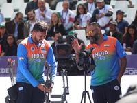 Prathamesh Balchandra Fuge of India competes against Priyansh of India (not in picture) during the quarterfinals match on the second day of...