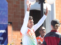 Priyansh of India competes against Prathamesh Balchandra Fuge of India (not in picture) during the quarterfinals match on the second day of...