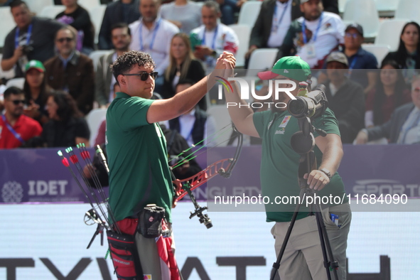 Sebastian Garcia of Mexico competes against Mathias Fullerton of Denmark (not in picture) during the quarterfinals match on the second day o...