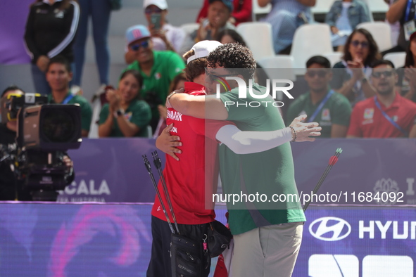 Mathias Fullerton of Denmark and Sebastian Garcia of Mexico compete during the quarterfinals match on the second day of the Tlaxcala 2024 Ar...