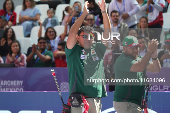 Sebastian Garcia of Mexico competes against Mathias Fullerton of Denmark (not in picture) during the quarterfinals match on the second day o...