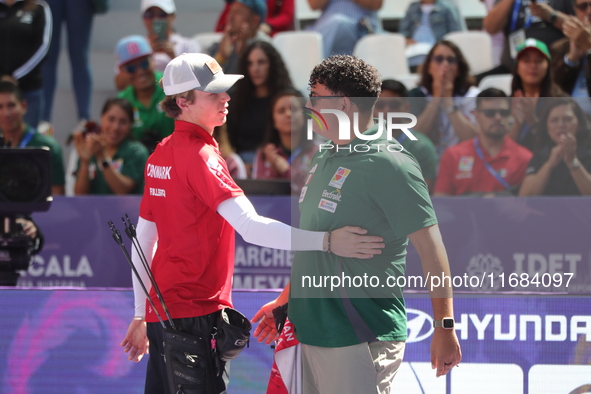 Mathias Fullerton of Denmark and Sebastian Garcia of Mexico compete during the quarterfinals match on the second day of the Tlaxcala 2024 Ar...