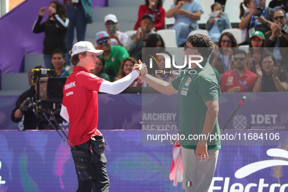 Mathias Fullerton of Denmark and Sebastian Garcia of Mexico compete during the quarterfinals match on the second day of the Tlaxcala 2024 Ar...