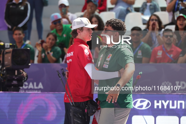 Mathias Fullerton of Denmark and Sebastian Garcia of Mexico compete during the quarterfinals match on the second day of the Tlaxcala 2024 Ar...