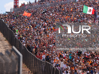 Turn 1 at Circuit of the Americas is packed with fans in Austin, United States, on October 19, 2024, during the Formula 1 Pirelli United Sta...