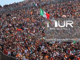 Turn 1 at Circuit of the Americas is packed with fans in Austin, United States, on October 19, 2024, during the Formula 1 Pirelli United Sta...