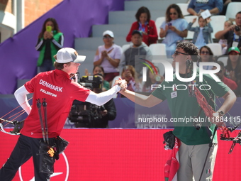 Mathias Fullerton of Denmark and Sebastian Garcia of Mexico compete during the quarterfinals match on the second day of the Tlaxcala 2024 Ar...