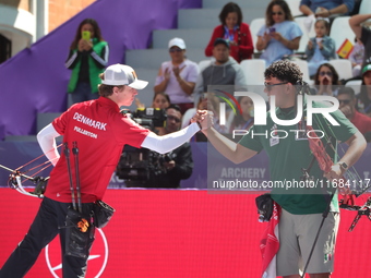 Mathias Fullerton of Denmark and Sebastian Garcia of Mexico compete during the quarterfinals match on the second day of the Tlaxcala 2024 Ar...