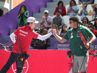 Mathias Fullerton of Denmark and Sebastian Garcia of Mexico compete during the quarterfinals match on the second day of the Tlaxcala 2024 Ar...