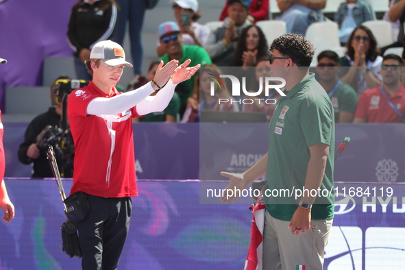 Mathias Fullerton of Denmark and Sebastian Garcia of Mexico compete during the quarterfinals match on the second day of the Tlaxcala 2024 Ar...