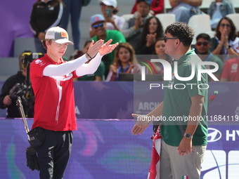 Mathias Fullerton of Denmark and Sebastian Garcia of Mexico compete during the quarterfinals match on the second day of the Tlaxcala 2024 Ar...