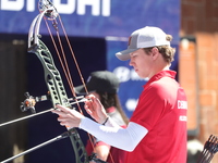 Mathias Fullerton of Denmark competes against Sebastian Garcia of Mexico (not in picture) during the quarterfinals match on the second day o...