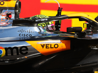 Lando Norris prepares for a sprint race at Circuit of the Americas in Austin, Texas, on October 19, 2024, during the Formula 1 Pirelli Unite...