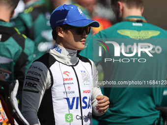 Yuki Tsunoda prepares for a sprint race at Circuit of the Americas in Austin, Texas, on October 19, 2024, during the Formula 1 Pirelli Unite...