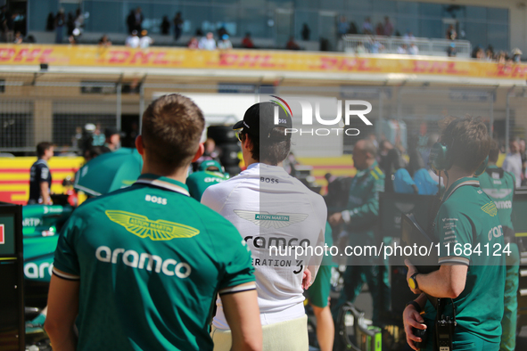 Lance Stroll prepares for a sprint race at Circuit of the Americas in Austin, Texas, on October 19, 2024, during the Formula 1 Pirelli Unite...