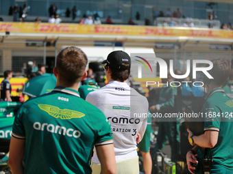 Lance Stroll prepares for a sprint race at Circuit of the Americas in Austin, Texas, on October 19, 2024, during the Formula 1 Pirelli Unite...