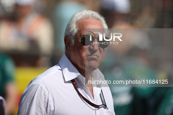 Lawrence Stroll walks onto the grid ahead of a sprint race at Circuit of the Americas in Austin, Texas, on October 19, 2024, during the Form...