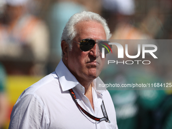 Lawrence Stroll walks onto the grid ahead of a sprint race at Circuit of the Americas in Austin, Texas, on October 19, 2024, during the Form...