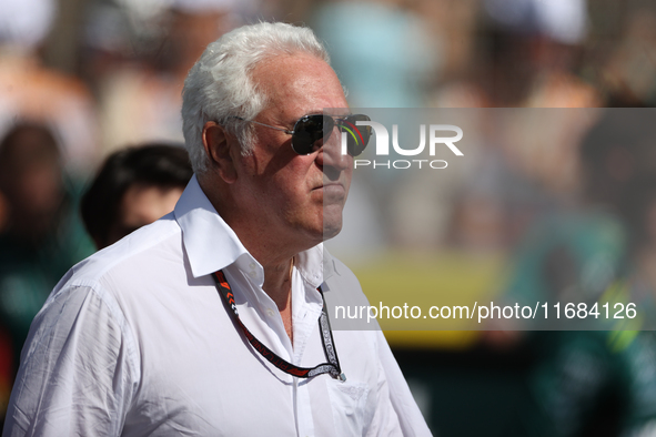 Lawrence Stroll walks onto the grid ahead of a sprint race at Circuit of the Americas in Austin, Texas, on October 19, 2024, during the Form...