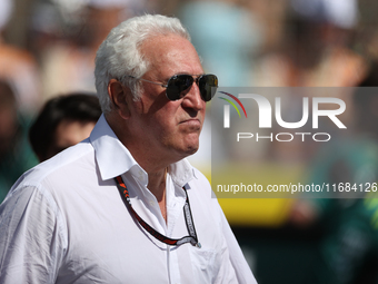 Lawrence Stroll walks onto the grid ahead of a sprint race at Circuit of the Americas in Austin, Texas, on October 19, 2024, during the Form...