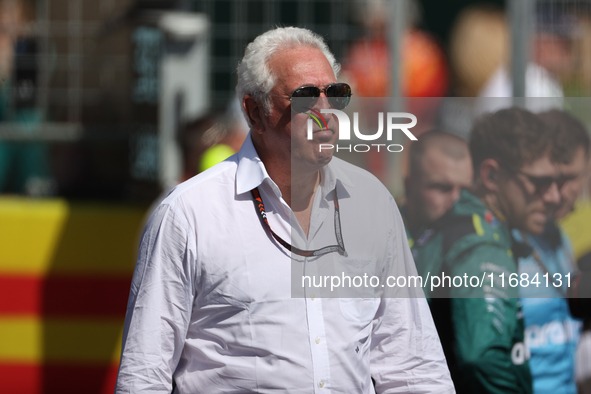 Lawrence Stroll walks onto the grid ahead of a sprint race at Circuit of the Americas in Austin, Texas, on October 19, 2024, during the Form...