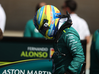 Fernando Alonso prepares for a sprint race at Circuit of the Americas in Austin, Texas, on October 19, 2024, during the Formula 1 Pirelli Un...