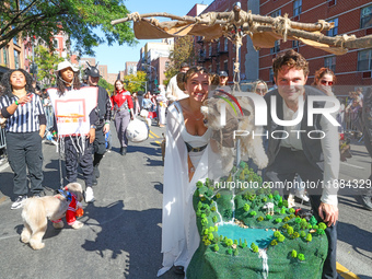 A dog and owner dress as characters from Star Wars for the 34th Annual Tompkins Square Halloween Dog Parade in Tompkins Square Park in New Y...