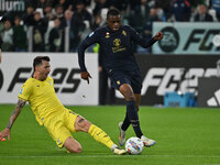 Alessio Romagnoli of S.S. Lazio and Pierre Kalulu of Juventus F.C. are in action during the 8th day of the Serie A Championship between Juve...