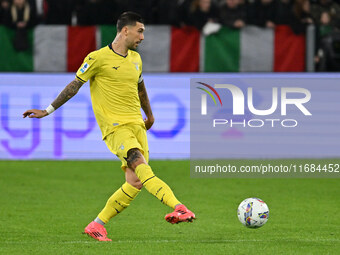 Mattia Zaccagni of S.S. Lazio is in action during the 8th day of the Serie A Championship between Juventus F.C. and S.S. Lazio at Allianz St...