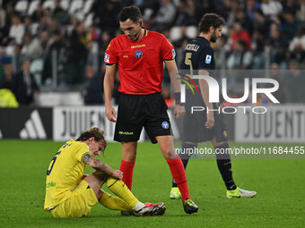 Nicolo Rovella of S.S. Lazio and Referee Juan Luca Sacchi are present during the 8th day of the Serie A Championship between Juventus F.C. a...