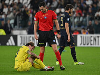 Nicolo Rovella of S.S. Lazio and Referee Juan Luca Sacchi are present during the 8th day of the Serie A Championship between Juventus F.C. a...