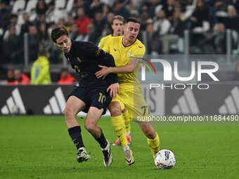 Kenan Yildiz of Juventus F.C. and Adam Marusic of S.S. Lazio are in action during the 8th day of the Serie A Championship between Juventus F...