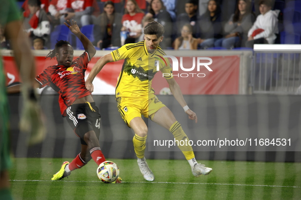 A general view of the match between Columbus and Red Bull during the MLS match at Red Bull Arena in Harris, New Jersey, on October 19, 2024....