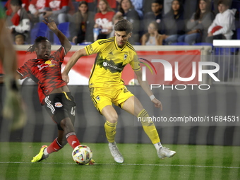 A general view of the match between Columbus and Red Bull during the MLS match at Red Bull Arena in Harris, New Jersey, on October 19, 2024....