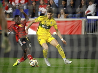 A general view of the match between Columbus and Red Bull during the MLS match at Red Bull Arena in Harris, New Jersey, on October 19, 2024....