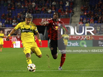 A general view of the match between Columbus and Red Bull during the MLS match at Red Bull Arena in Harris, New Jersey, on October 19, 2024....