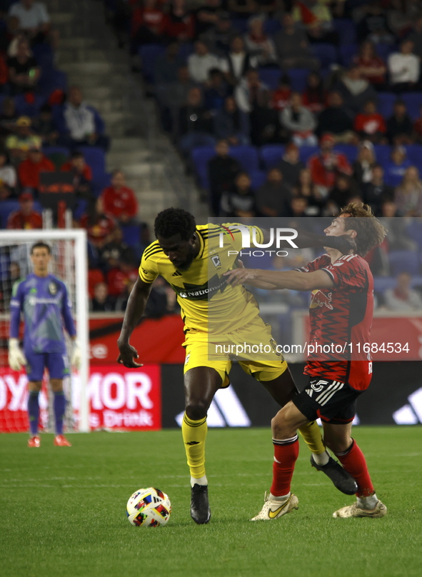 A general view of the match between Columbus and Red Bull during the MLS match at Red Bull Arena in Harris, New Jersey, on October 19, 2024....