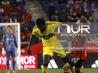 A general view of the match between Columbus and Red Bull during the MLS match at Red Bull Arena in Harris, New Jersey, on October 19, 2024....