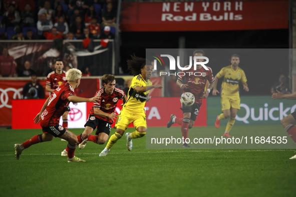 A general view of the match between Columbus and Red Bull during the MLS match at Red Bull Arena in Harris, New Jersey, on October 19, 2024....