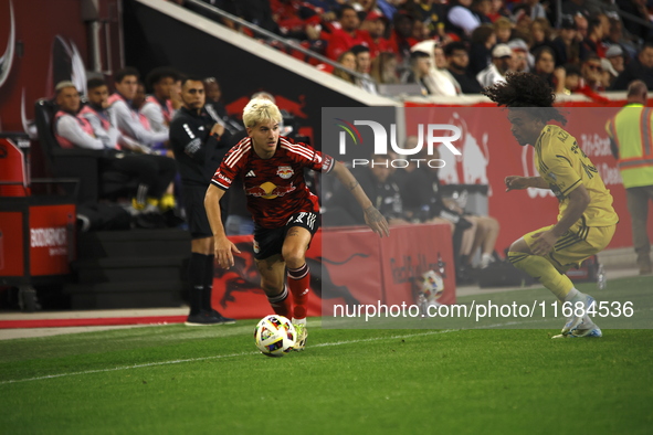 A general view of the match between Columbus and Red Bull during the MLS match at Red Bull Arena in Harris, New Jersey, on October 19, 2024....