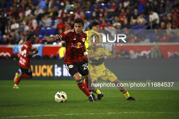 A general view of the match between Columbus and Red Bull during the MLS match at Red Bull Arena in Harris, New Jersey, on October 19, 2024....