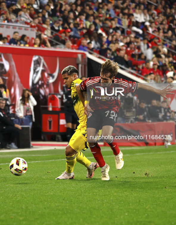 A general view of the match between Columbus and Red Bull during the MLS match at Red Bull Arena in Harris, New Jersey, on October 19, 2024....